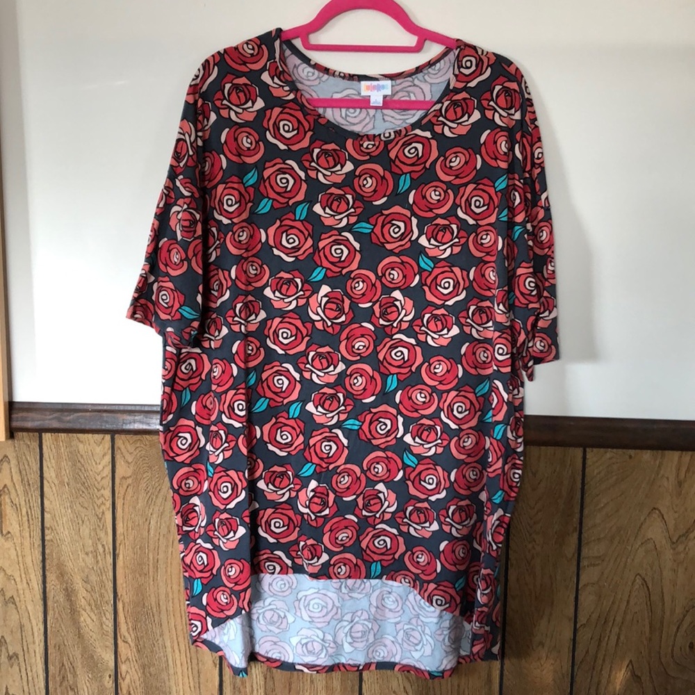 LulaRoe IrmaTop with rose design